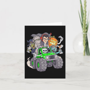 Tarjeta Halloween Gamer Skeleton Zombie Monster Camión Boy