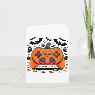 Tarjeta Halloween Gaming Pumpkin Controller Spooky Video G