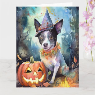 Tarjeta Halloween Ganado Australiano Con Calabazas Espanto