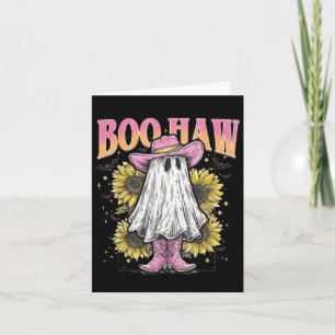Tarjeta Halloween Ghost Boo Haw Western Cowgirl Sunflower