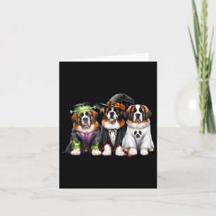 Tarjeta Halloween Ghost Costume Perro de Bruja San Bernard