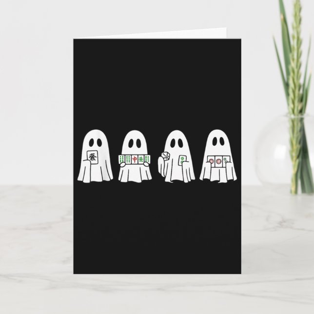 Tarjeta Halloween Ghost Playing Mahjong Soky Season Game D (Anverso)