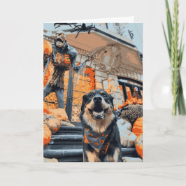 Tarjeta Halloween Ghost Rottweiler Dog