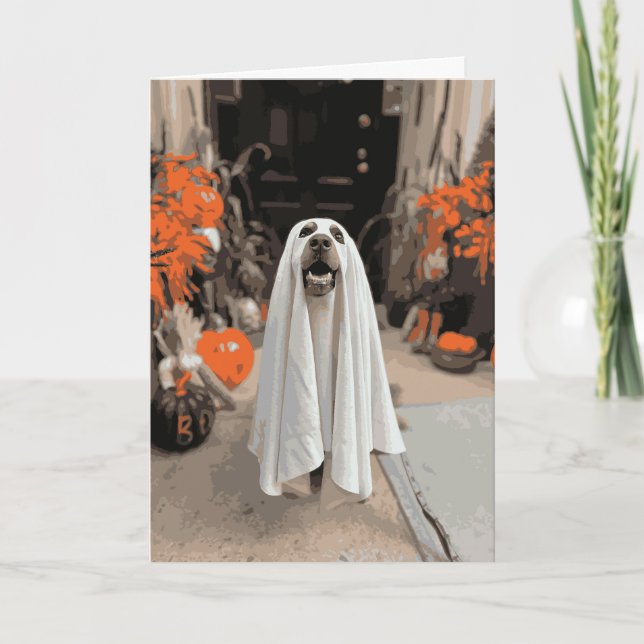 Tarjeta Halloween Ghost Rottweiler Dog (Anverso)