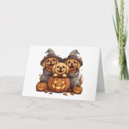 Tarjeta Halloween Golden Retriever Perro Jack O Lantern