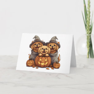 Tarjeta Halloween Golden Retriever Perro Jack O Lantern