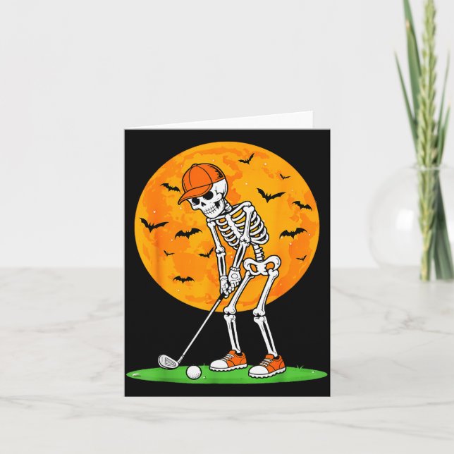 Tarjeta Halloween Golf Skeleton Soky Golfer Halloween Golf (Anverso)