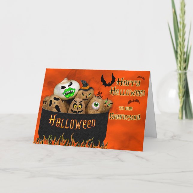 TARJETA HALLOWEEN - GRANDSON - CÓSTUME DE LA ONIÓN DE LA P (Anverso)