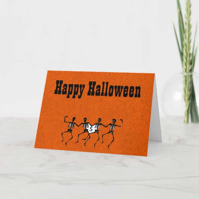 Tarjeta Halloween Greeting Card with Dancing Skull's (Anverso)