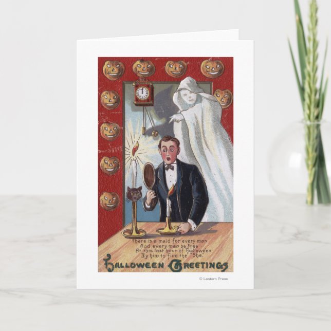 Tarjeta Halloween GreetingMan y fantasma (Anverso)
