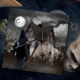 Tarjeta Halloween Grim Reaper Haunted House