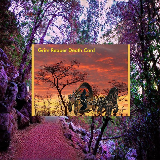 Tarjeta Halloween Grim Reaper sobre el transporte de cabal (Grim Reaper Death Card)