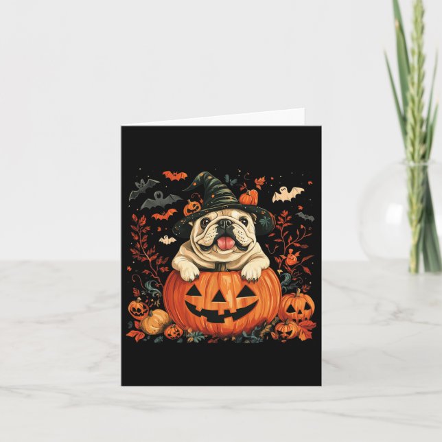 Tarjeta Halloween Halloween Bulldog Hombres de Acción de G (Anverso)
