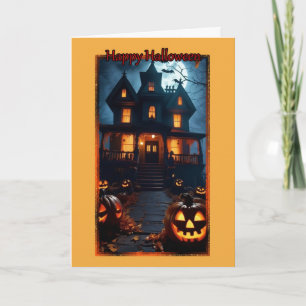 Tarjeta Halloween Halloween, casa victoriana embrujada