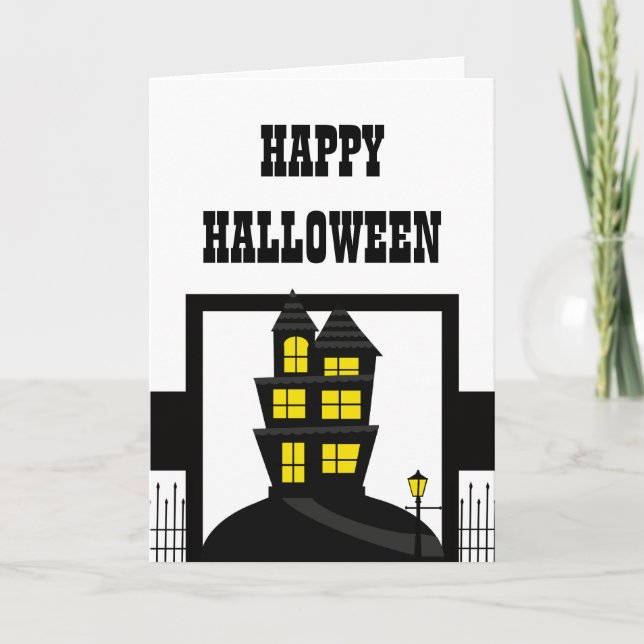Tarjeta Halloween Halloween de la casa embrujada (Anverso)