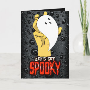 Tarjeta Halloween Hand Ghost Halloween de temporad