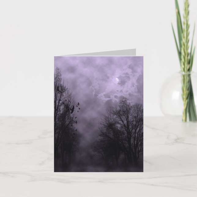 Tarjeta Halloween Hauned Sky Purple Mist Card (Anverso)