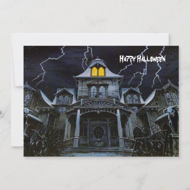 Tarjeta Halloween Haunted House (Anverso)