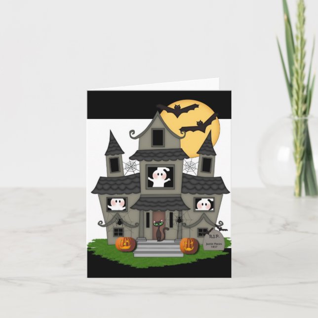 Tarjeta Halloween Haunted House (Anverso)