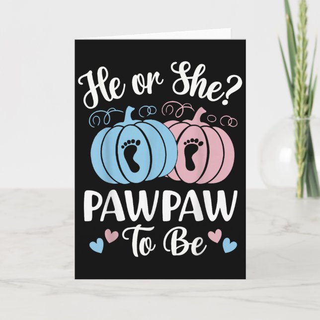 Tarjeta Halloween He Or She Pawpaw To Be Pumpkin Gender Re (Anverso)