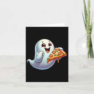 Tarjeta Halloween Hombres Fantasma Comer Pizza Halloween N