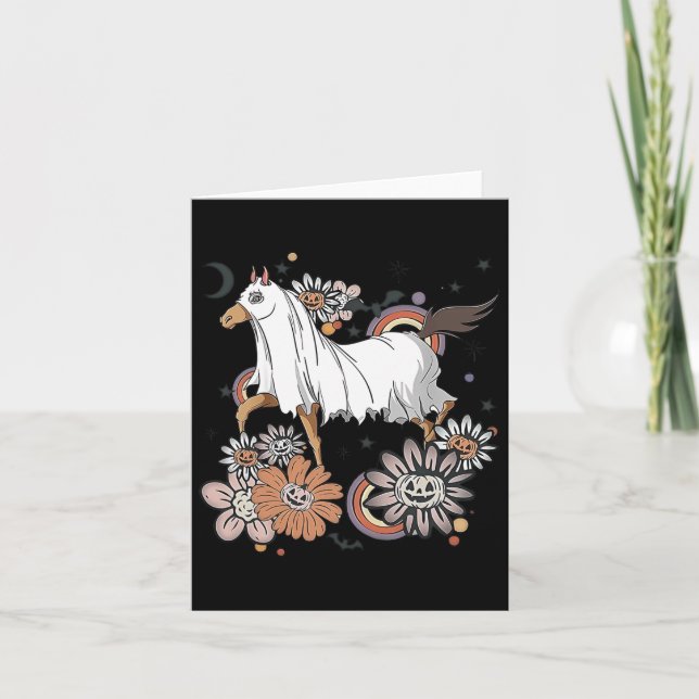 Tarjeta Halloween Horse Costume Ghost Bompkin Spooky S (Anverso)