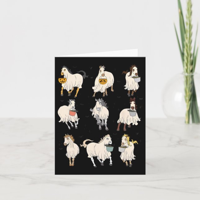 Tarjeta Halloween Horse Ghost Boo Ropa De Calabaza Para Ho (Anverso)