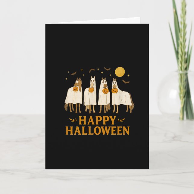 Tarjeta Halloween Horse Ghost Soky Season Horse Lover Wome (Anverso)