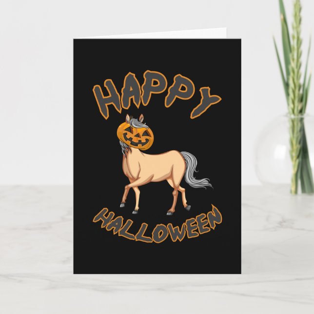 Tarjeta Halloween Horse Horses Pumpkin Horror Idea (Anverso)