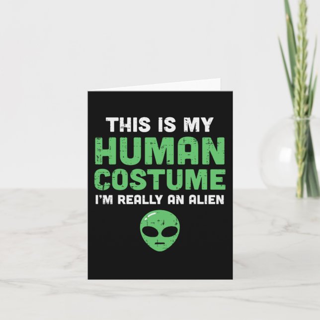 Tarjeta Halloween Human Costume Im Alien Funny Hombres Muj (Anverso)