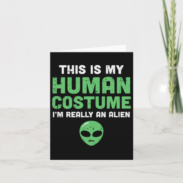 Tarjeta Halloween Human Costume Im Alien Funny Hombres Muj (Anverso)
