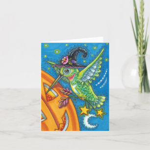 Tarjeta HALLOWEEN HUMMINGBIRD, JACK O LANTERN WHIMSY Blank
