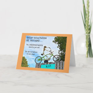 TARJETA "HALLOWEEN HUMOR/EL BIKER DESCONOCIDO"