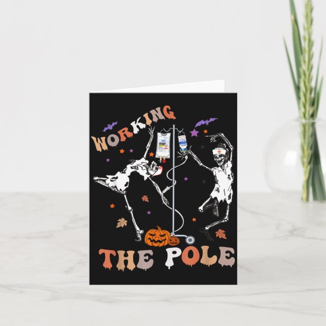 Tarjeta Halloween Icu Er Nurse Working The Le Skeleton Dan (Anverso)