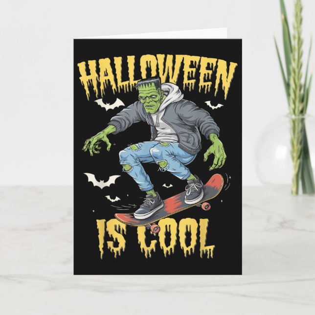 Tarjeta Halloween Is Cool Women Men Frankenstein Monster  (Anverso)