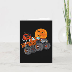 Tarjeta Halloween Jack O Lantern Monster Truck Toddler Boy