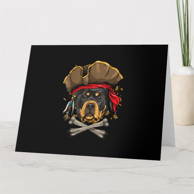 Tarjeta Halloween Jolly Roger Regalo del perro pirata Rott (Anverso)