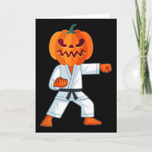 Tarjeta Halloween Karate Fighter cabeza calabaza regalo te