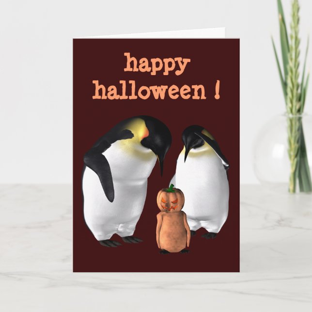 Tarjeta Halloween King Penguins (Anverso)