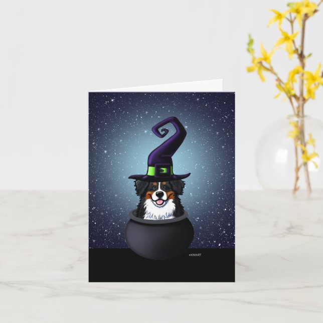 Tarjeta Halloween KiniArt Bernese (flor amarilla)