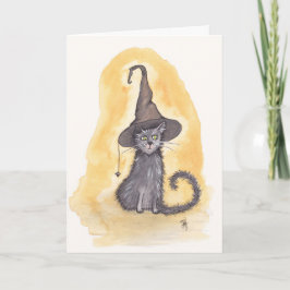 Tarjeta Halloween Kitty Witch
