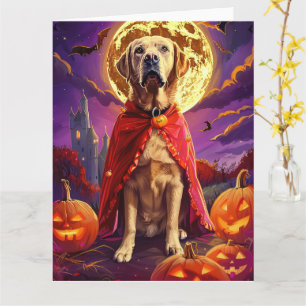 Tarjeta Halloween Labrador Vampiro Calabazas Espeluznante