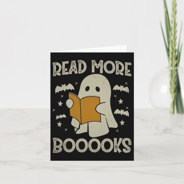 Tarjeta Halloween Leer más libros Divertido libro de lectu (Anverso)