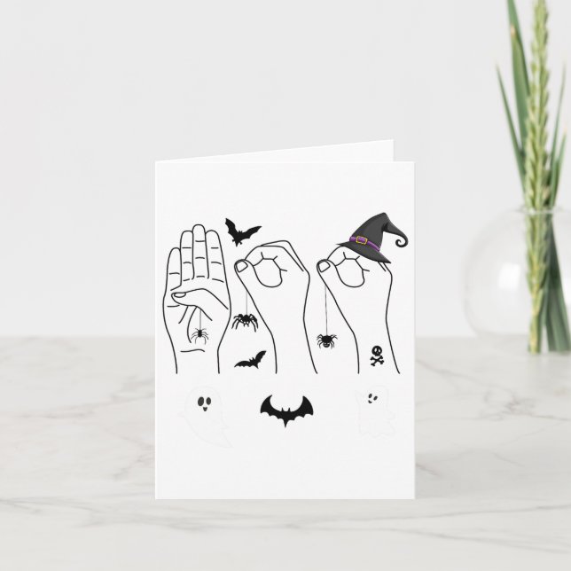 Tarjeta Halloween Lenguaje De Rótulo A Mano Orgullo Sordo  (Anverso)