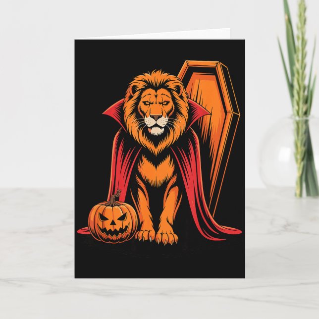 Tarjeta Halloween Lion Coffin Lions  (Anverso)