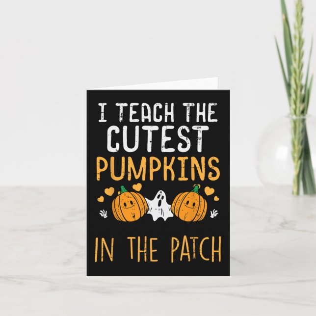 Tarjeta Halloween Maestra Teach Cutest Pumpkins Fall Costu (Anverso)