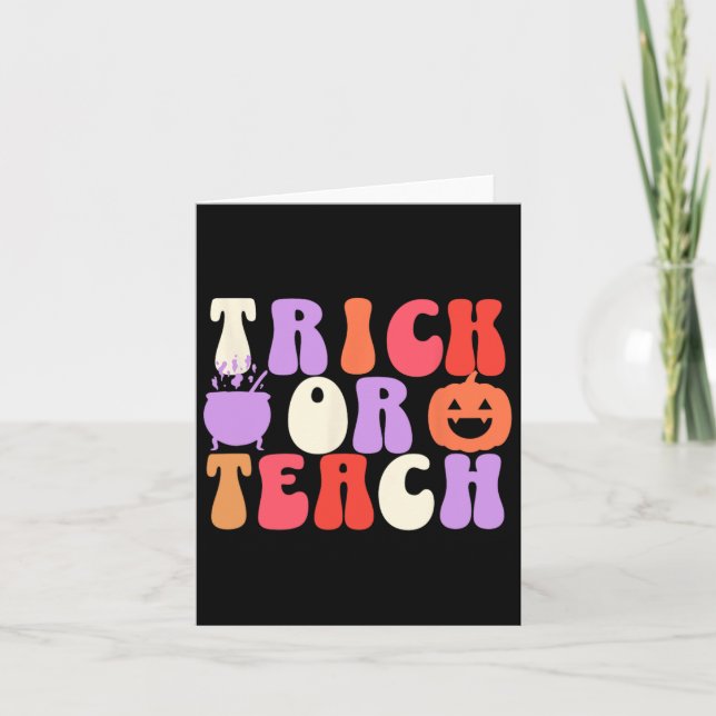 Tarjeta Halloween: Maestra Trick O Teach Groovy (Anverso)