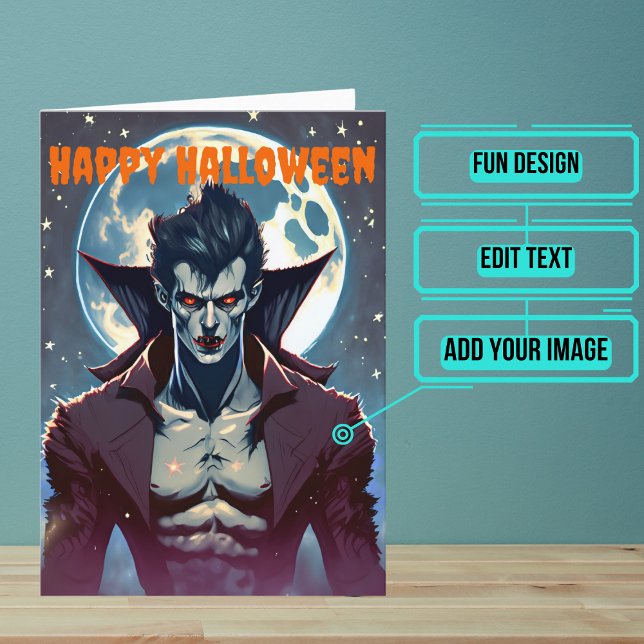 Tarjeta Halloween masculino atractivo de vampiros (Send a special greeting to a friend at Halloween with this fun card.)