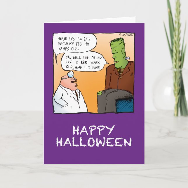 Tarjeta Halloween Médico de Frankenstein (Anverso)