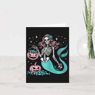 Tarjeta Halloween Mermaid Funny Skeleton